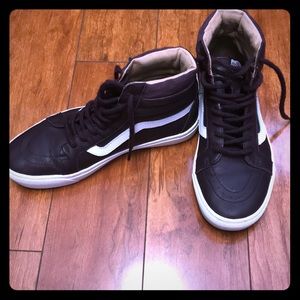 Maroon Leather Hi Top Vans